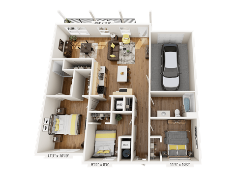 Floor plan for 3 beds, 1 bath, 1439 sqft